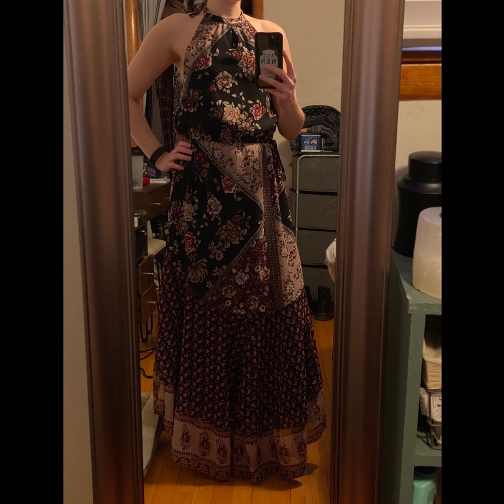 Listicle Boho Floral Backless Dress